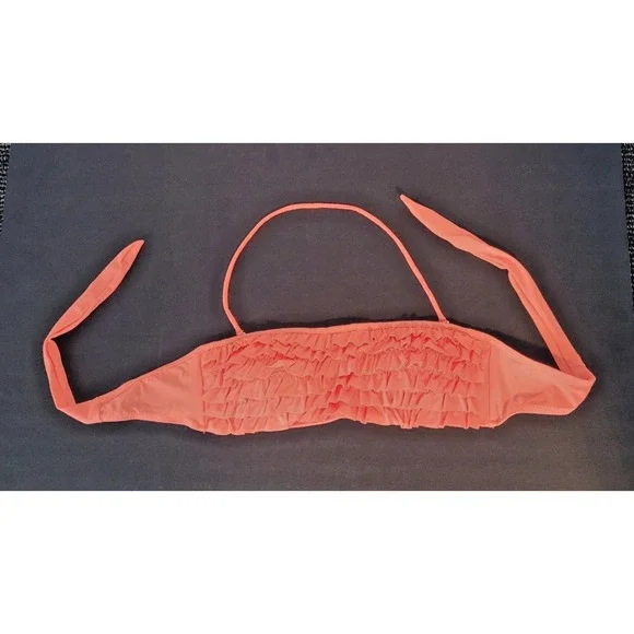 Woman Medium Orange Ruffle Bikini Set Top/ Low Rise Bottom Removable Straps - Picture 12 of 12